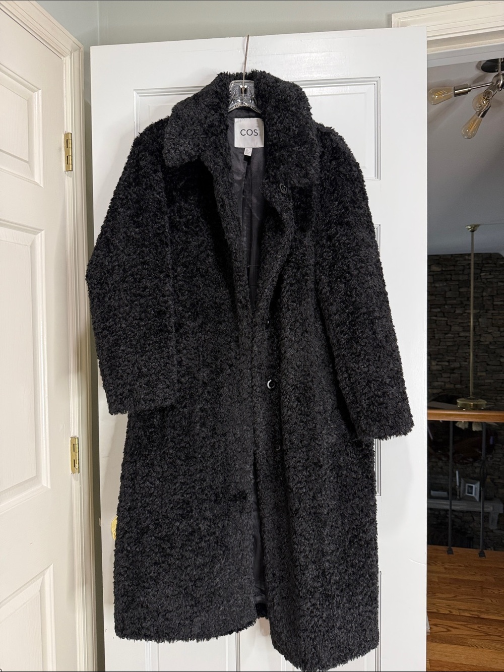 COS Black Faux-Shearling Teddy Coat